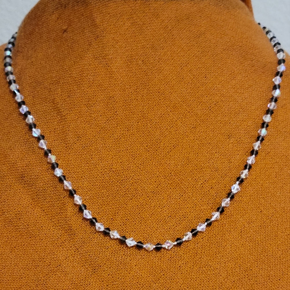 Sparkling Crystal Clear and Indigo Swarovski Crystal Necklace